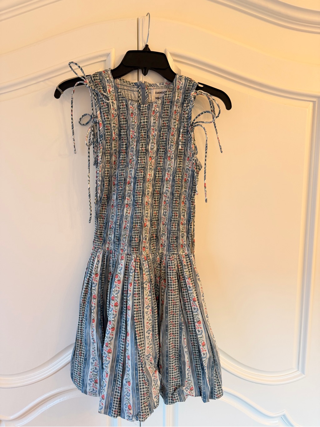 Damson Floral Stripe Mini Dress In Blue And White — image 8 of 8
